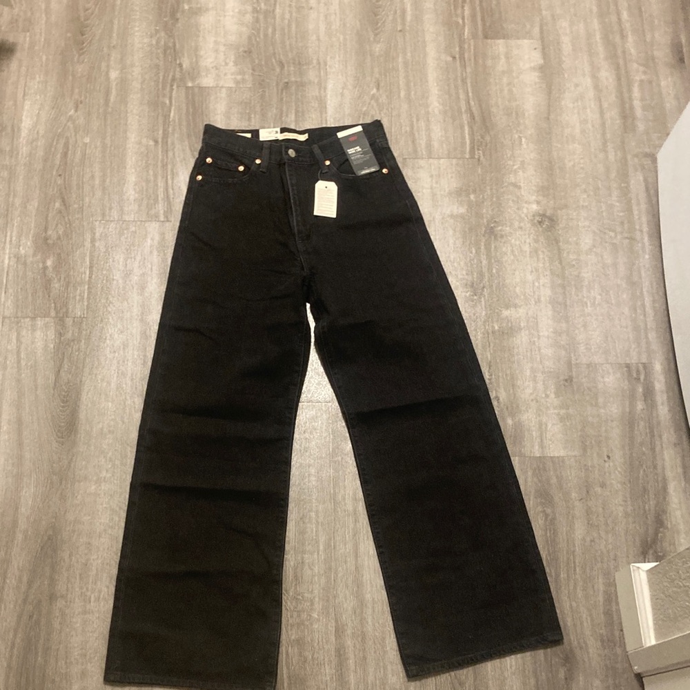 Levi's Charcoal Ribcage Wide Leg Jeans